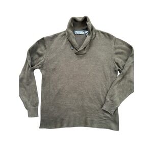 Oscar De La Renta Sweater‎ Men's L Brown Green Earth Tone Pullover Cowl Neck